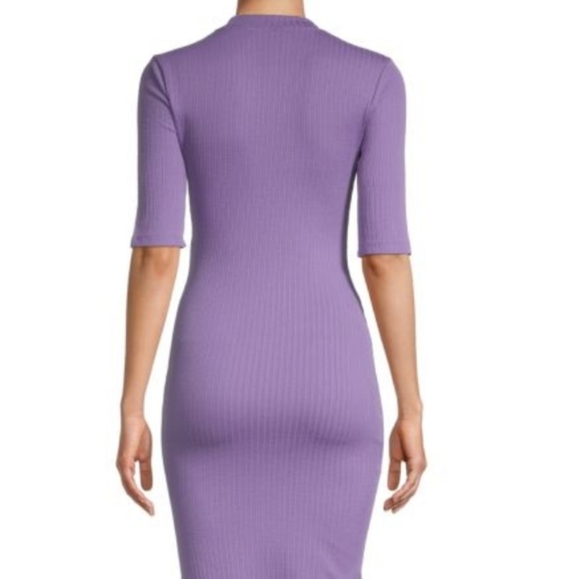 BETSEY JOHNSON Rib-Knit Lace-Up Bodycon Dress in Violet - Picture 3 of 13